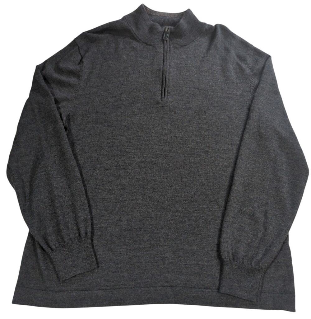 VTG Jos A Bank Mens Merino Wool Half Zip Sweater XXL Gray